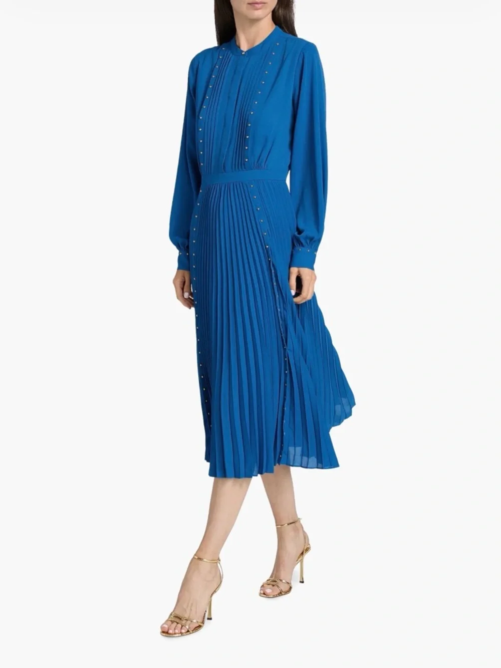 NWT Elie Tahari The Alania Pleated Midi-Dress Blue Stone Color, Size 16 - Picture 6 of 11